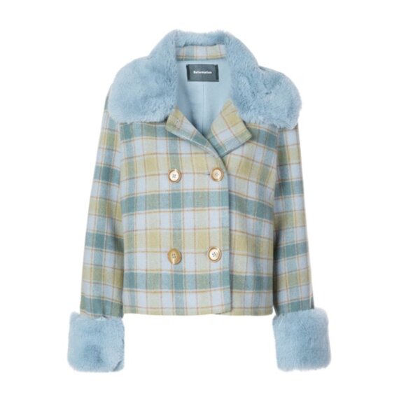 Reformation Templeton Short Coat - Blue - S